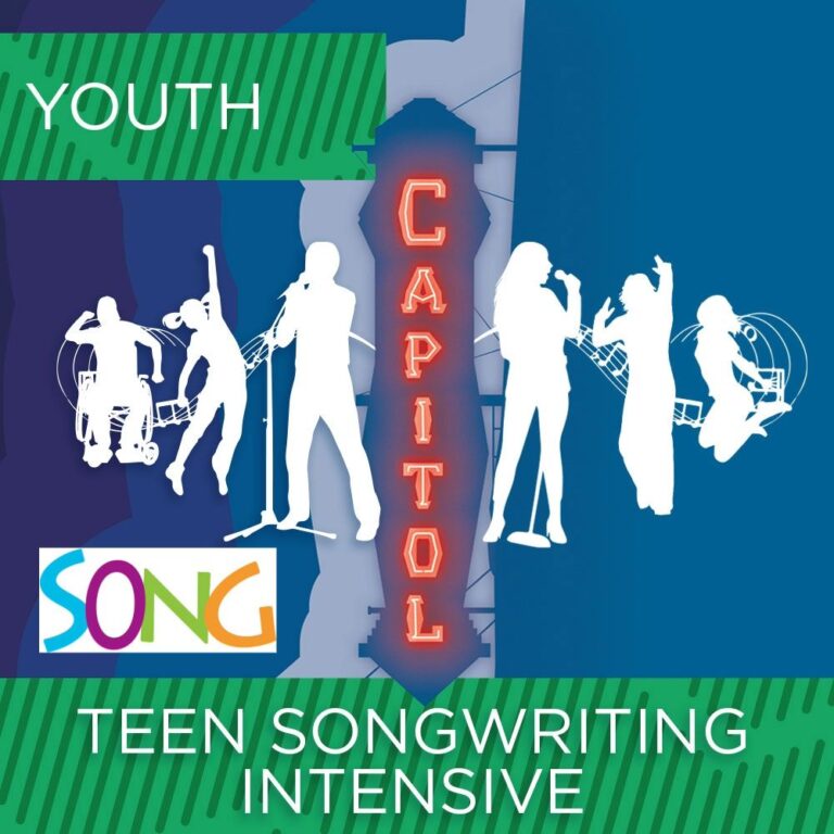 Poster for the "Teen Songwriting Intensive" hosted by the Capitol Theatre in partnership with SONG.